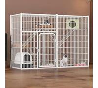 Jaulas para Gatos En Interiores, Jaula para Conejos En Interiores, Recinto para Gatos Al Aire Libre, Jaula De Metal para Gatos, Jaula para Mascotas con Puertas, Rampa Y Escaleras, Adecuada para Huro