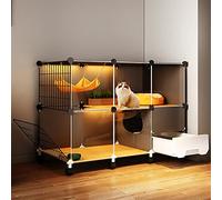 Jaulas para Gatos En Interiores, Jaula para Gatos con Caja De Arena, Parque Infantil para Gatos DIY, Lugar De Ejercicio Grande Ideal para Gatos (107X47X77Cm con Ruedas)