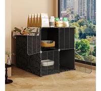 Jaulas para Gatos Grandes, Parque Infantil para Gatos, jaulas para Gatos de Interior, con Nido para Gatos + Hamaca para Gatos + Caja de Arena para Gatos + Cuenco para Gatos, Red cifrada, CER