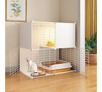 Jaulas para Gatos Interior Grande, Desmontable Alambre De Metal Perreras Caja Cat Villa Casa De Animales Pequeños Recintos para Gatos Ensamblados Parque Infantil para 1-2 Gatos (Color: Blanc