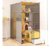 Jaulas para gatos interiores, grandes recintos de alambre de metal desmontables para gatos con caja de arena, ideal para 1-2 gatos, diseño de bricolaje para una amplia zona de ejercicio