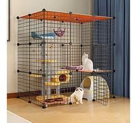 Jaulas para Gatos Jaula Grande para Gatos Recintos Interiores para Gatos, Jaulas para Hurones Y Perreras para Gatos Valla De Ejercicio para Perros con Hamaca, Fácil De Montar, Negro/Blanco, 6 Tamaño