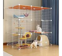 Jaulas para Gatos Jaula Grande para Gatos Recintos Interiores para Gatos, Jaulas para Hurones Y Perreras para Gatos Valla De Ejercicio para Perros con Hamaca, Fácil De Montar, Negro/Blanco, 6 Tamaño
