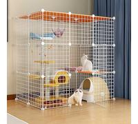 Jaulas para Gatos Jaula Grande para Gatos Recintos Interiores para Gatos, Jaulas para Hurones y Perreras para Gatos Valla de Ejercicio para Perros con Hamaca, Fácil de Montar, Negro/Blanco,