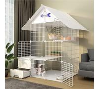 Jaulas para Gatos para Gatos de Interior, Jaula para Gatos de Bricolaje con Puerta y Caja de Arena para Gatos Cerrada, Parque para Mascotas, Recintos para Gatos, Barrera de Patio con Valla Plegable In