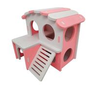 Jaulas para hámster Hámster Villa Ocio Conejillo de Indias Casa Bur-Free Jaula Accesorios Ratón Dormir Nido Juguete(Pink White)
