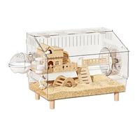 Jaulas para hámster Jaula for hámster de Dos Capas con Rueda Transparente acrílica Gran Espacio