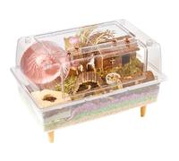 Jaulas para hámster Jaula for hámster, Espacio Transparente de Gran tamaño y Villa con Paisaje Elevado(Transparent)