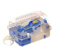 Jaulas para hámster Jaula for hámster espaciosa ventilada Totalmente Transparente con Ruedas(Blue)