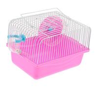 Jaulas para hámster Jaula for hámster, pequeña Mascota, Ratones, casa de ratón, Cama, Caja Jaula Transporte con Rueda for Correr, Juguete for Mascotas, Botella Agua(Pink)