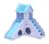 Jaulas para hámster Mini Tablero ecológico de Colores, tobogán Madera DIY for Montar, casa hámster, Animales pequeños, Juguete for Mascotas, Doble Escalera, Castillo, pabellón, Villa(Blue)