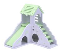 Jaulas para hámster Mini Tablero ecológico de Colores, tobogán Madera DIY for Montar, casa hámster, Animales pequeños, Juguete for Mascotas, Doble Escalera, Castillo, pabellón, Villa(Green)