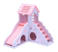 Jaulas para hámster Mini Tablero ecológico de Colores, tobogán Madera DIY for Montar, casa hámster, Animales pequeños, Juguete for Mascotas, Doble Escalera, Castillo, pabellón, Villa(Pink)