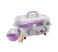 Jaulas para hámsteres: transportador transparente desmontable de 2 capas, rueda silenciosa de de 37 x 25 x 22 cm, hábitat de hámster, villa de actividades multinivel, castillo de parque infantil