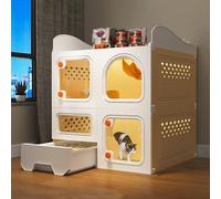 Jaulas para Mascotas para Gatos para Animales pequeños, Parque Infantil para Gatos, jaulas para Gatos en Interiores con Caja de Arena, Jaula for 1 o 2 Gatos(Yellow,71x81cm/27.9x31.9in)