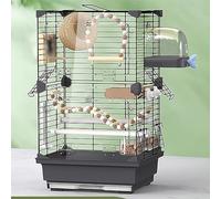 Jaulas para Pajaros, Jaula NINFA para Cacatúas, Divisible en Zonas, con Puertos Izquierdo y Derecho, Nido para Canarios para Dormitorio, Sala de Estar y Balcón(Black)