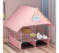 Jaulas para pequeños: jaula para conejos, jaula para ratas, jaula para conejos con bandejas extraíbles extraíbles, accesorios de techo impermeables para hurón, chinchilla, erizo (rosa, 75 x 75 x 98 cm