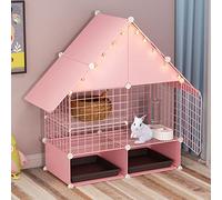 Jaulas para pequeños: jaula para conejos, jaula para ratas para mascotas, jaula para conejos con bandejas extraíbles extraíbles, accesorios de techo impermeables para hurón, chinchilla, erizo (rosa 75