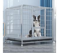 Jaulas para Perros, Jaulas para Loros, Jaula, Jaula para Perros con Poleas, Jaula Resistente y Duradera para Perros con Puertas Dobles y Bandeja Extraíble para Mascotas Pequeñas, Medianas y Grandes(Si