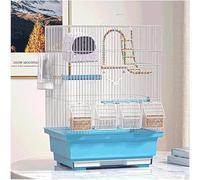 Jaulas sólidas para pájaros, de hierro forjado, jaulas cuadradas portátiles con 4 cajas de alimentación y juguetes, jaula de pájaros duradera de 18 pulgadas para uso doméstico (juego D)