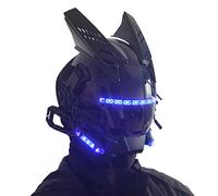 JAUPTO Casco gótico punk, máscara Techwear, casco de tecnología de cosplay de Halloween, casco futurista con luz LED