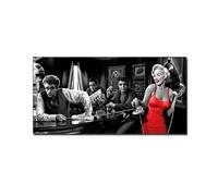 Java Dreams with James Dean Marilyn Monroe Elvis Presley and Humphrey Bogart by Chris Consani Bar Pictures Hollywood Wall Art Print Poster Black Art Canvas Painting Artwork, Frameless,60x180cm