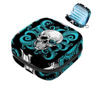 JAVENPROEQT 1 bolsa de almacenamiento de servilletas sanitarias, organizador grande reutilizable para el primer período para niñas y mujeres - 17 x 17 x 12 cm/arte calavera y pulpo