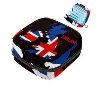 JAVENPROEQT 1 bolsa de almacenamiento de servilletas sanitarias, organizador grande reutilizable para el primer período para niñas y mujeres - 17 x 17 x 12 cm/bandera de Inglaterra