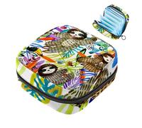 JAVENPROEQT 1 bolsa de almacenamiento de servilletas sanitarias, organizador grande reutilizable para el primer período para niñas y mujeres - 17 x 17 x 12 cm/perezoso travieso colorido