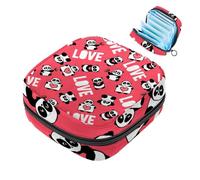JAVENPROEQT 1 bolsa de almacenamiento de servilletas sanitarias, organizador grande reutilizable para el primer período para niñas, mujeres, damas, 17 x 17 x 12 cm/Love Panda Rosa