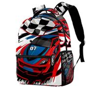 Javenproeqt acelerando auto de carreras con bandera a cuadros Carrera de carreras Mochila casual para chicas adolescentes Bolso de hombro para hombre