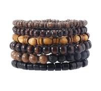 JAVMOO Pulsera gótica ajustable punk de cuero trenzado multicapa grunge set pulseras emo metal brazalete brazalete regalo significativo, 7.5, Cuero, No es una piedra preciosa