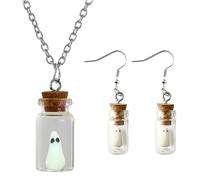 Javoryxh 1 Par De Pendientes Luminosos Hechos A Mano Collar Botella Transparente Acrílico Pendientes Exagerados Espectro Terror Halloween Para Niñas Ganchos Para Las Orejas Espectro