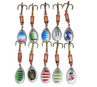 Javoryxh 10 Uds. De Cebos Giratorios Triples Acero Carbono Duro Señuelos para Trucha Cebos Pesca Lubina Cucharas Agua Dulce Y Sal Metal Fundición Trucha Y Lubina