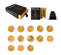 Javoryxh 13 Uds. Símbolo De Adivinación Irregular Signos Piedra Roundel Bolsillo Grabado Sagrado Runas Curativas Metafísicas