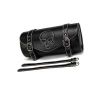 Javoryxh Alforja De Motocicleta Bolsa Herramientas Vintage con Patrón Calavera Almacenamiento PU Herramienta para Manillar Horquilla Delantera Accesorios para Motocicleta