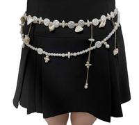 Javoryxh Cadena De Cintura Doble Capa Perlas Borlas Joyería Corporal Playa Para Mujeres Y Niñas Traje Vacaciones Informal Collar Cintura Capa Bohemia