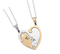Javoryxh Collar De Pareja Moderno Diseño Ligero Empalme Gatito Colgante Joyería Acero Metal Para Él Sus Relaciones Amor Simbólico Gatito Collar Dividido
