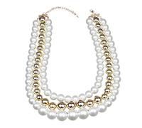 Javoryxh Collar de perlas de imitación de múltiples capas de moda, portátil, para mujeres de moda que aman estilos únicos, uso casual
