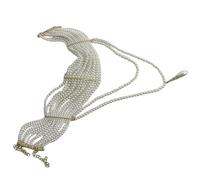 Javoryxh Elegante collar de borlas de perlas multicapa con elegantes perlas y cadena de oro para mujer de moda casual