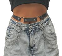 Javoryxh Estilos Punk PU Cadena Para Cuerpo De Flecos Cadena Pecho Borlas Multicapa Cinturón Accesorios Mujeres Clubwear Cuerpo Ajustables