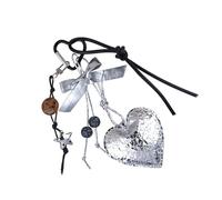 Javoryxh Fahsionable - Colgante con lazo de resina de cuero y corazón de plata que mejora tu declaración de moda con diseños elegantes