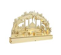 Javoryxh Lámpara De LED Madera Única Adorno Luz Vela LED Decoración Artesanal Artesanía para Festivales Y Fiestas Eid Adornos para Hogar