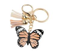 Javoryxh Lindo Llavero De Aleación Con Hebilla De Corazón Pequeño Acrílico Fresco Mariposas Coloridas Borlas Colgante Para Bolso Para Mujer Con Hebilla Redonda