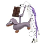Javoryxh Llaveros De Perro Salchicha Chocolate Llavero PU Para Bolsa Decoración Trasera Pu Chocolate Perro Salchicha Precioso