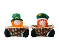 Javoryxh Nuevo Día De Patricio Festival Verde Muñeca Canasta Dulces Festival Irlandés Decoraciones Contenedor Almacenamiento Dulces Decoraciones Canasta Almacenamiento