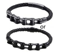 Javoryxh Pulsera De Cadena Mecánica Cierres Gemelos Sola Capa Joyería Tejido A Mano Negro Pulsera Tejido Joyería Punk