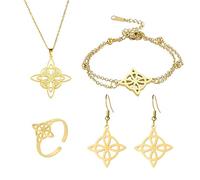 Javoryxh Pulseras De Acero Inoxidable Collar Con Colgante Nudo Celta Simple Anillo Pendiente Joyería Nudo Brujas Regalo Cumpleaños Para Mujeres Joyería Brujería Para Mujeres
