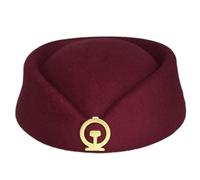 Javoryxh Sombrero de azafata de ferrocarril para uniforme de mujer, accesorios de juego de rol, boinas de azafata, gorras con insignia para actuaciones en escenario, sombrero de etiqueta