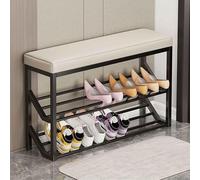 JAVPTAV Banco Zapatero con Estructura de Metal, Mueble Zapatero Delgado for Espacios pequeños, Banco de Entrada for Dormitorio o Extremo de Cama(B)
